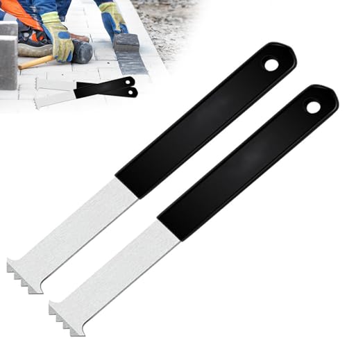 2 Stück Pflasterstein-Entfernerwerkzeug mit Doppelgelenk-Schaber, Mikrozahn-System & rutschfestem Griff – Verzinkter Rostfreier Pflasterstein-Abzieher für Garten, Terrasse, Gehweg von AZMUDE