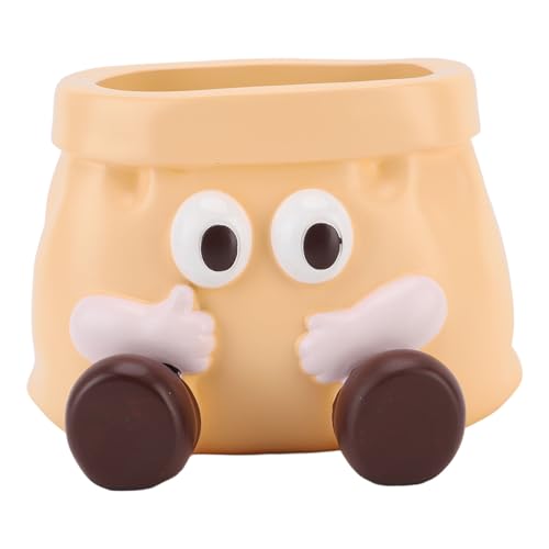 AZMUDE Succulent Pot. Resin Cute Decorative Planter with Drainage Holes for Indoor Outdoor Use Lightweight Durable Key Storage Entryway Decor (Yellow) von AZMUDE
