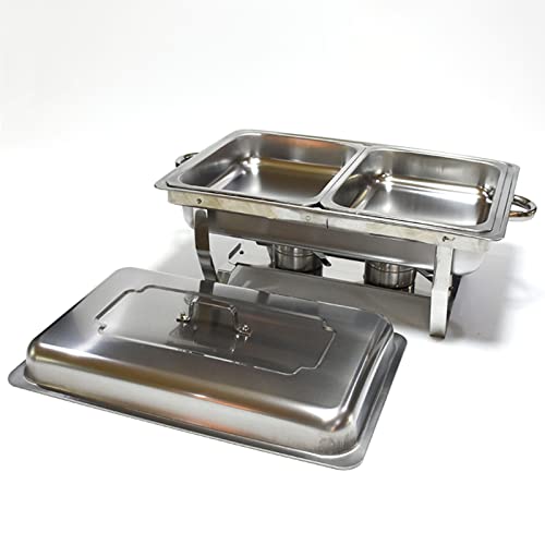 Buffet-Wärmer-Server, Edelstahl-Speisewärmer, 2 Tabletts, Chafing Dish, Buffet-Set für Hotelrestaurants von AZMUDE