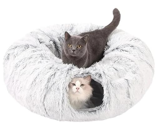 Lange Plüse Klappbare Donut Katze Tunnel Nest Haustier Tunnel Nest Grau (Grau) von AZMUDE