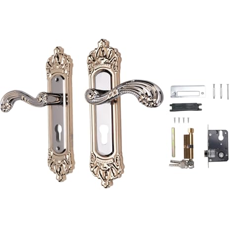 Türgriff Schloss Set Aluminiumlegierung Universal Stille Torschloss mit Schlüssel für Schlafzimmer Badezimmer Büro Küche Verstärktes Tafel Verdickter Griff großer fester von AZMUDE