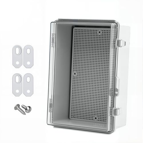 Anschlussdose Wasserdicht IP66 mit Edelstahlverschluss, 280x190x130mm Transparente Verteilerkasten Außen Wasserdichte Kabelbox für Garten und Industrie, External Wall Mounted von AZMUDE