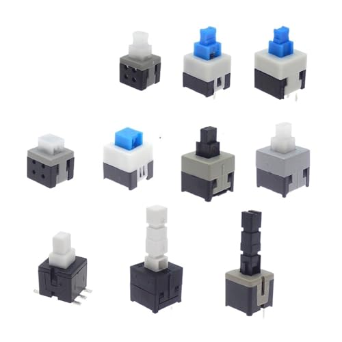 AZOOB 10PCS 5.8x5.8 7x7 8x8 8.5x8.5mm Non-Self-Locking/Self-Locking Switch/Unlock Push 6 Pin Tactile Power Button Switches(8X8mm,No Lock) von AZOOB