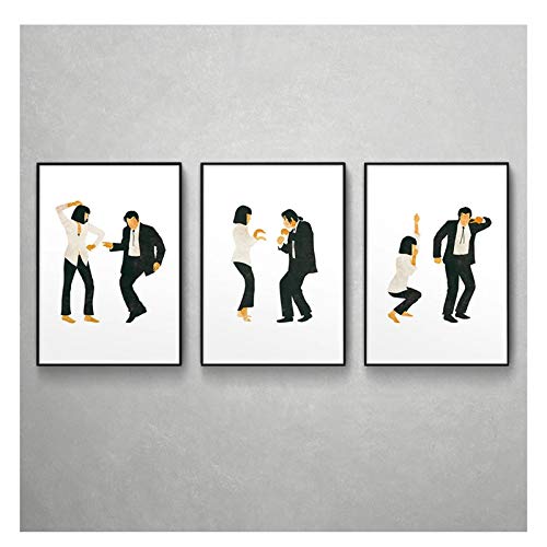 AZTeam Pulp Fiction Poster Kunstdruck Klassischer Film Jack Rabbit Dance Poster Minimalistische Wandkunst Leinwand Malerei Wandbild Wohnkultur -50X70Cmx3Pcs No Frame von AZTeam