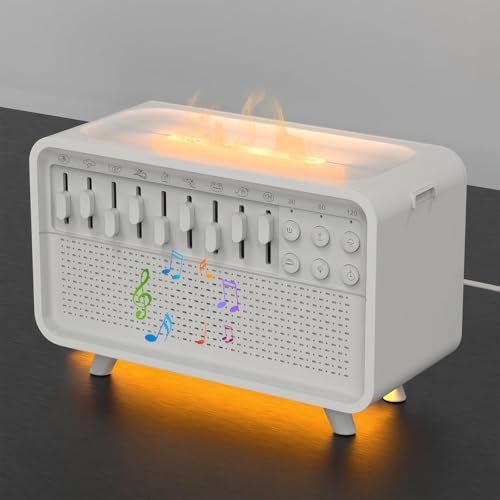 AZURAOKEY 2025 New White Noise Sound Machine Humidifier with 8 Nature Sounds, Bulora Sound Box with Aroma Diffuser and Simulation Flame for Adults Home Office Relaxation von AZURAOKEY