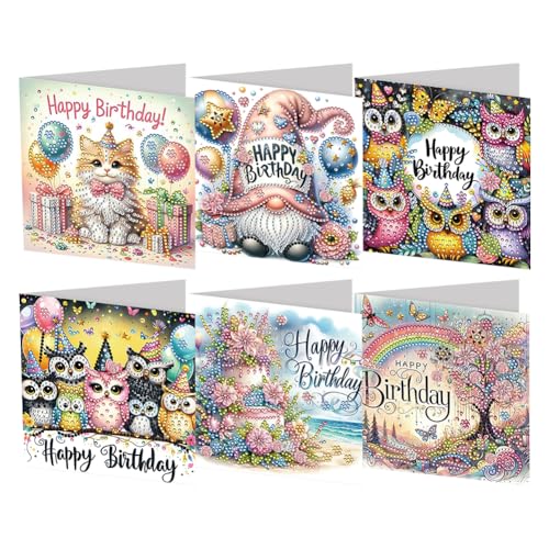 AZURAOKEY 6 PCs Art Birthday Card, DIY Art Baining Cards mit Umschlägen, Klappgrüßkarten -Kits, handgefertigte Strass -Mosaik -Handwerkskarten for Freunde Familienliebhaber AZURAOKEY 6 PCs Art Birthday Card, DIY Art Baining Cards mit Umschlägen, Klappgrüßkarten -Kits, handgefertigte Strass -Mosaik -Handwerkskarten for Freunde Familienliebhaber von AZURAOKEY