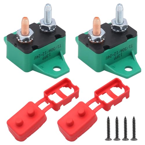 AZURAOKEY DC 12V - 24 V -Leistungsschalter Elektrikumbruch mit Schrauben und Abdeckungen Mini -Leistungsschalter wasserdichte automatische Reset Circuit Breaker for Cars Boats -30A 2 PCs von AZURAOKEY