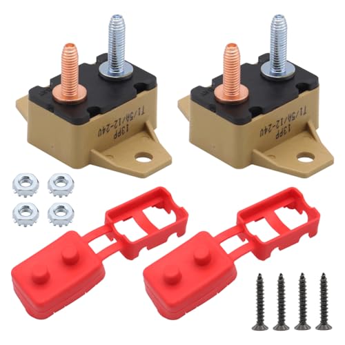 AZURAOKEY DC 12V - 24 V -Leistungsschalter Elektrikumbruch mit Schrauben und Abdeckungen Mini -Leistungsschalter wasserdichte automatische Reset Circuit Breaker for Cars Boats -5A 2PCs von AZURAOKEY