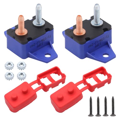 AZURAOKEY DC 12V - 24 V -Leistungsschalter Elektrikumbruch mit Schrauben und Abdeckungen Mini -Leistungsschalter wasserdichte automatische Reset -Leistungsschalter for Autos Boote -15A 2 PCs von AZURAOKEY