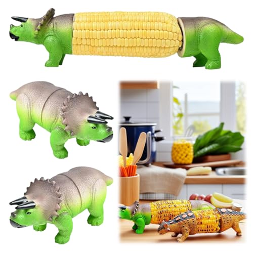 AZURAOKEY Dinosauriermais -Cob -Halter, Maishalter for Kinder und Erwachsene, einzigartiger Dinosaurier Edelstahl Mais auf den Cob -Spieße for Grills, Partys, Familiengerichte, wiederverwendbar und le von AZURAOKEY