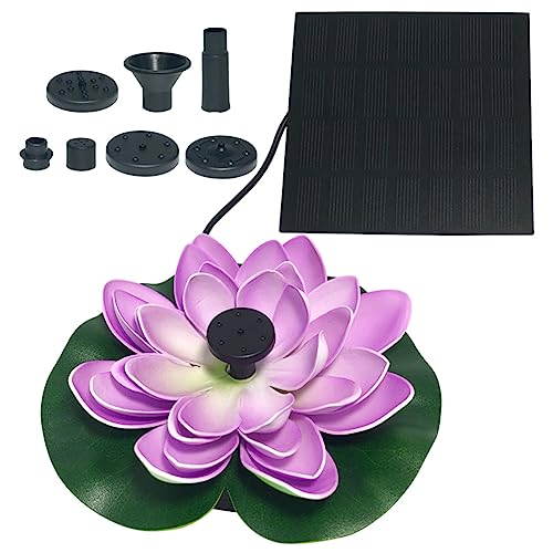 AZURAOKEY Lotus Solar Springbrunnen Wasserpumpe Lotusform Schwimmender Gartenbrunnen, Simulation Blumen Brunnen, Solarbetriebene Brunnenpumpe 2,5 W Seerose Ornamente für Terrasse, Teich und Pool von AZURAOKEY