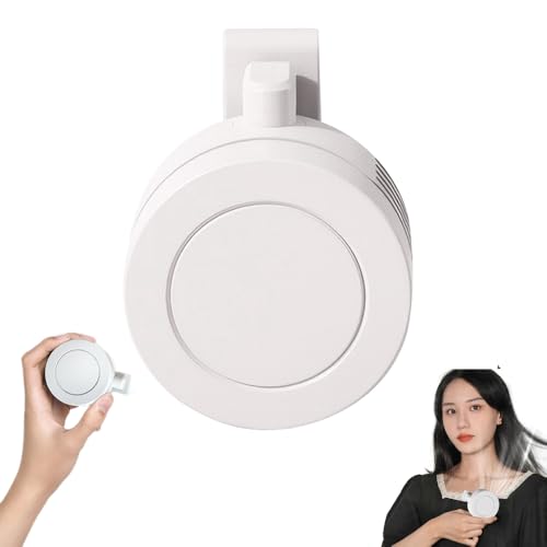 AZURAOKEY Mini Bladeless Fan Clip On - Tragbarer blattloser Mini-Ventilator mit 3 Geschwindigkeiten, geräuschlos & wiederaufladbar, freihändiger Taillenclip für Outdoor, Reisen & Büro, Weiß von AZURAOKEY