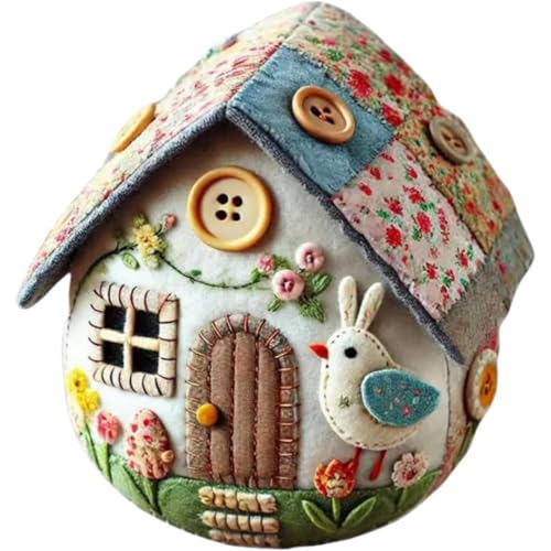 AZURAOKEY Patchwork Filz Egg House | 2,95in Patchwork-Filz Ostern Egg Craft Kit for Ostern - Handbestickungsmuster for Hasenhäuser, DIY-Materialpaket for bestickte FilzOstereier von AZURAOKEY