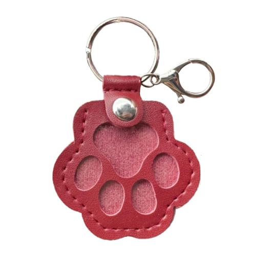 AZURAOKEY Personalisierte Hunde- und Katzenhaar-Gedenkküste-Lederpfote for Haustiere for Haustiere, Pet Memory Collector, niedliche Lederpfote Keychain, Gedenkgeschenke for Haustierliebhaber-rot von AZURAOKEY