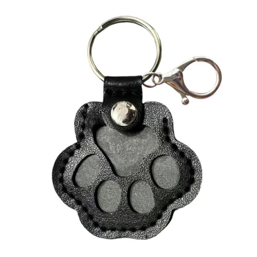 AZURAOKEY Personalisierte Hunde- und Katzenhaar-Gedenkstastwerk-Lederpfote for Haustiere for Haustiere, Pet Memory Collector, niedliche Lederpfote Keychain, Gedenkgeschenke for Haustierliebhaber-Black von AZURAOKEY