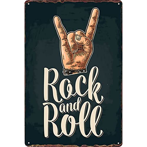 Rock and Roll Retro Metallplatte Blechschild Plakette Poster für Bar Club Eisenfarben von AZURAOKEY