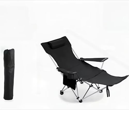 AZVFLY Campingstuhl Faltbar Ultraleicht strandstuhl:150KG Belastbar Verstellbarer Liegestuhl Luxus Klappstuhl mit Getränkehalter & Tragetasche für Outdoor,Wandern (Schwarz) von AZVFLY
