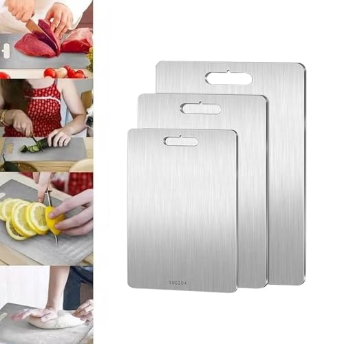 AZVFLY Titan Schneidebretter- Cutting Edge Hygiene Langlebigkeit, 100% Reine Titan Schneidebretter für Küche (29cmx20cm+23cmx34cm+28cmx39cm) von AZVFLY
