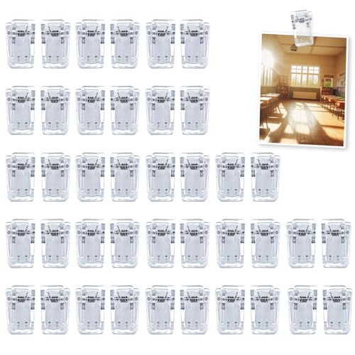 AZWOOD Klebrige Federclips, Transparente Selbstklebende Federklammern 40 Stück Outdoor Kunststoff Klebeklammern Einseitig klebend Foto Clip Selbstklebende Wandclips für Büro Zuhause Schule… (40 Stück) von Azwood