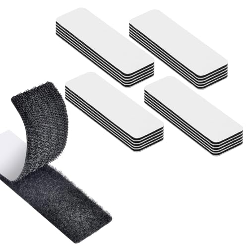 AZWOOD Klettband Selbstklebend Extra Stark,20 Stück Schwarz Rechteck Klettverschluss Doppelseitig Wiederverwendbar Selbstbefestigendes Klebepads 3 x 10cm für Haushalt DIY und Handgefertigt von Azwood