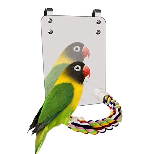 Vogel Spiegel Spielzeug Mit Seil Barsch Große Spiegel Ständer Bar Set Bunte Kauspielzeug Für Papagei Wellensittich Nymphensittiche Conure Finch Afrikanischen Grauara Käfig Hängendes Spielzeug (A) von Esoes