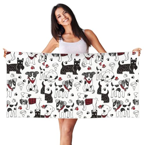AZXMGOP Lovely Dogs Print Beach Lightweight Towel Quick Dry Oversized Towel for Adults for Travel and Pool von AZXMGOP
