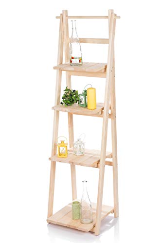 AZZAP Treppenregal 150cm Holz Regal Dekoregal Standregal Leiterregal Klappbar Natur von AZZAP