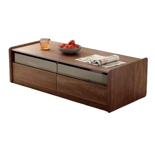 AZZAZETES Couchtisch fürs Wohnzimmer TV-Schrank Kombination Kleine Wohnung Glas Holz Teetisch Wohnzimmer Niedriger Tisch Multifunktionale Möbel Sofa-Beistelltisch von AZZAZETES