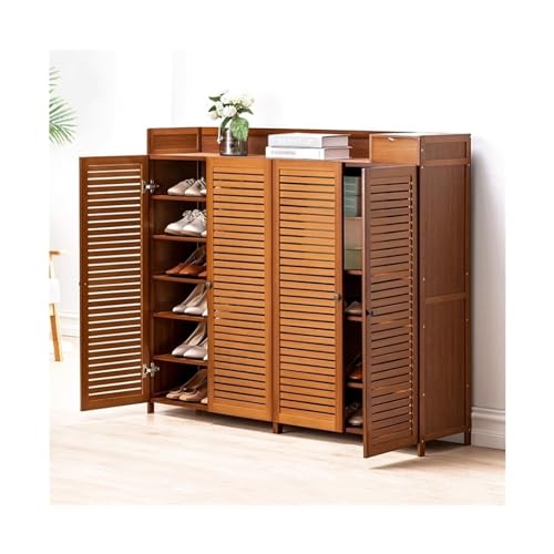 AZZAZETES Schuhregal Bambus-Schuhschrank, 7/8 Etagen, freistehender Schuhregal-Organizer, Schuhschrank mit 4 Türen for Schrank, Flur, Schlafzimmer Schuhablagen AZZAZETES Schuhregal Bambus-Schuhschrank, 7/8 Etagen, freistehender Schuhregal-Organizer, Schuhschrank mit 4 Türen for Schrank, Flur, Schlafzimmer Schuhablagen von AZZAZETES