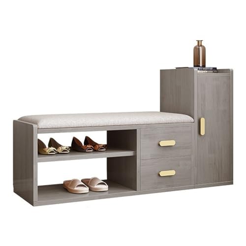 AZZAZETES Schuhregal Schuhaufbewahrungsbank, multifunktionale Schuhregalbank mit Schubladen und Aufbewahrungsschrank, Massivholz-Schuhbank for den Eingangsbereich mit gepolstertem Kissen Schuhablagen AZZAZETES Schuhregal Schuhaufbewahrungsbank, multifunktionale Schuhregalbank mit Schubladen und Aufbewahrungsschrank, Massivholz-Schuhbank for den Eingangsbereich mit gepolstertem Kissen Schuhablagen von AZZAZETES