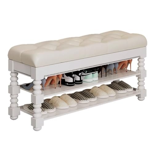 Schuhregal Schuhbank aus massivem Holz, Eingangsbank mit aufklappbarer Aufbewahrungsbox und gepolstertem Kissen, for Eingangsbereich, Flur, Schlafzimmer Schuhablagen Schuhregal Schuhbank aus massivem Holz, Eingangsbank mit aufklappbarer Aufbewahrungsbox und gepolstertem Kissen, for Eingangsbereich, Flur, Schlafzimmer Schuhablagen von AZZAZETES