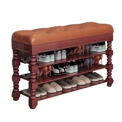 Schuhregal Schuhbank aus massivem Holz, Eingangsbank mit aufklappbarer Aufbewahrungsbox und gepolstertem Kissen, for Eingangsbereich, Flur, Schlafzimmer Schuhablagen Schuhregal Schuhbank aus massivem Holz, Eingangsbank mit aufklappbarer Aufbewahrungsbox und gepolstertem Kissen, for Eingangsbereich, Flur, Schlafzimmer Schuhablagen von AZZAZETES