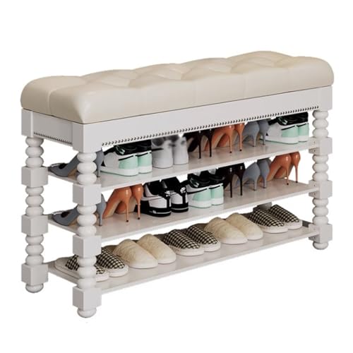 Schuhregal Schuhbank aus massivem Holz, Eingangsbank mit aufklappbarer Aufbewahrungsbox und gepolstertem Kissen, for Eingangsbereich, Flur, Schlafzimmer Schuhablagen Schuhregal Schuhbank aus massivem Holz, Eingangsbank mit aufklappbarer Aufbewahrungsbox und gepolstertem Kissen, for Eingangsbereich, Flur, Schlafzimmer Schuhablagen von AZZAZETES