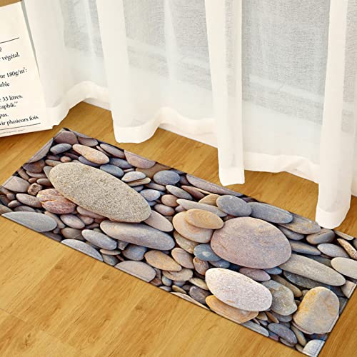 AZZRRO 3D Color Cobblestone Stone Area Teppich, 80x40cm Teppich für Wohnzimmer, Schlafzimmer, Dekoration, Küche, Fußmatte, Badezimmer, rutschfeste Bodenmatte von AZZRRO