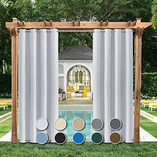 AZZRRO Outdoor Vorhänge Wasserdicht, Winddicht Outdoor Gardinen mit Ösen Oben und Unten, Blickdicht Vorhang UV Schutz Verdunkelungsvorhänge für Balkon Garten Hof1 Stück|180x160cm（BxH） von AZZRRO