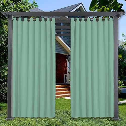 AZZRRO Outdoor Vorhang Schlaufengardine2 Stück|200x280cm（BxH） Gartenlauben BalkonVorhänge Gardinen Verdunkelungsvorhänge mit Schlaufen, Vorhang Wasserdicht für Pavillon Strandhaus von AZZRRO