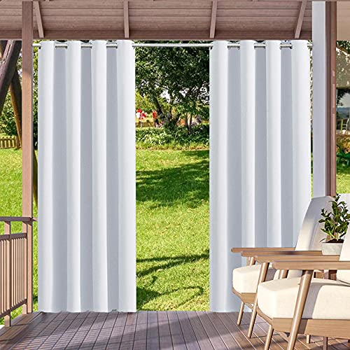 AZZRRO Set aus 2 Outdoor-Vorhängen, wärmeisoliert, wasserdicht, mit PVC-Ösen, Winddicht und UV-Schutz, Verdunkelungsvorhänge, geeignet für Gärten, Pavillons (110 x 75 Zoll) 280 x 190 cm (B x L) von AZZRRO