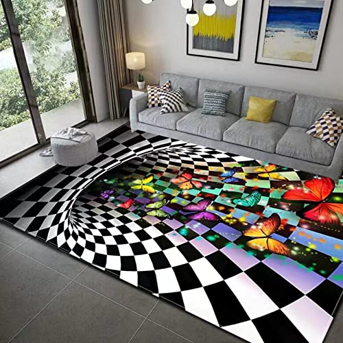 Vortex Teppich 3D Illusionsteppich, 100x80cm 3D Area Rug Bodenmatte, 3D Square Teppich Teppich mit Optischem Täuschungsbereich mit Bodenlosem Loch, Anti-Rutsch-Vlies Fußmatte für Zimmer von AZZRRO
