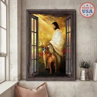 Boxer Hund Leinwand Go To Beautiful World With Jesus Leinwand, Gott Mit Hund, Wand Kunst Decor von AZbetter