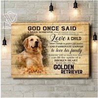 Golden Retriever Wandkunst Gott Erschuf Golden, Hund Hauswanddekor, Leinwand Geschenk, Goldener Gedenkstätte, Goldene Leinwandkunst von AZbetter