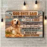 Golden Retriever Wandkunst Gott Schuf Golden, Hund Home Wanddekor, Leinwand Geschenk, Goldener Denkmal, Goldene Kunst von AZbetter