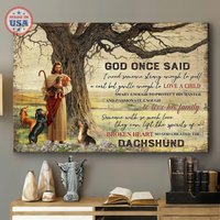 Gott Mit Dackel Leinwand, Dackel-Liebhaber-Geschenk-Leinwand, Christliche Geschenk-Leinwand, Jesus Christus-Kunst, Home Decor, Sagte Einmal von AZbetter