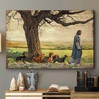 Gott Mit Dackel Leinwand, Hundeliebhaber Geschenk Christliche Jesus Christus Kunst, Wohnkultur von AZbetter