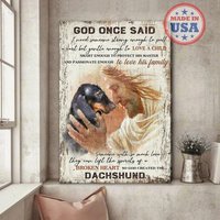 Gott Mit Dackel Leinwand, Hundeliebhaber Geschenk Christliche Jesus Christus Kunst, Wohnkultur von AZbetter