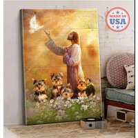 Leinwand Gott Mit Yorkshire, Prince Of Peace Art Yorkshire Hundeliebhaber Geschenk Leinwand, Christliche Jesus Christus Kunst, Wohnkultur von AZbetter