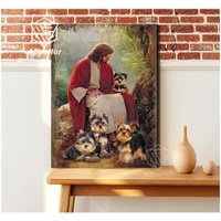 Leinwand-Gott Mit Yorkshire-Terrier-Leinwand, Yorkshire-Hundeliebhaber-Geschenk-Leinwand, Christliche Geschenk-Leinwand, Gott Und Yorkshire-Leinwand von AZbetter