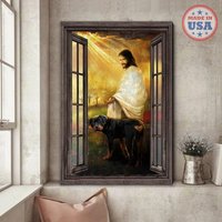 Rottweiler Leinwand Go To Beautiful World With Jesus Leinwand, Hund Und Gott Art, Rottweilr Art von AZbetter