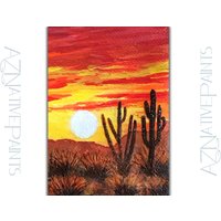 Kaktus Kunst Magnet | Wüstenlandschaft A-Z Motivdruck Geschenke Arizona Souvenir Ava M7 von AZnativePaints