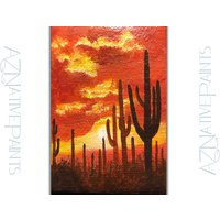 Wüstenlandschaft Druck Magnet 5.5"x3.5", Saguaro Kaktus, Az Geschenke, Arizona Souvenir, Kaktus Kunst, Ava M9 von AZnativePaints