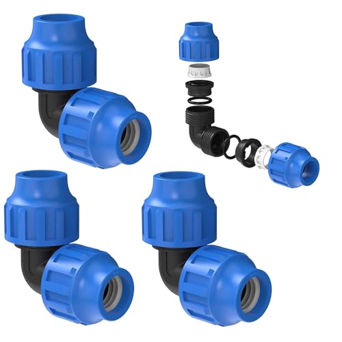 5 Stück Winkelstück 90 Grad, Fitting Verbindungswinkel 90° gartenschlauch Kupplung für Wasserrohre HDPE Rohr 20 mm Kunststoff, Klemmverschraubung von Aaivnmd